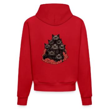 Schwarze Katzen - Organic Fitted Hoodie Made in EU - Rot - Hinten