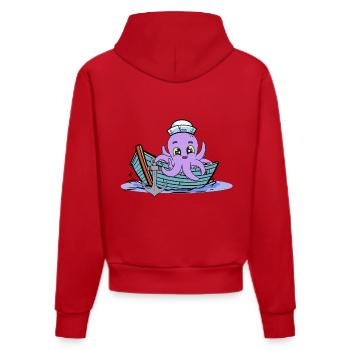 Octopus Kraken Kids Child Boat Boats Maritime - Organic Fitted Hoodie Made in EU - red - Back