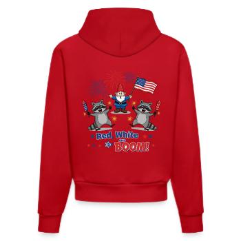 Raccoon 4th of July Fireworks Party - Organic Fitted Hoodie Made in EU - red - Back