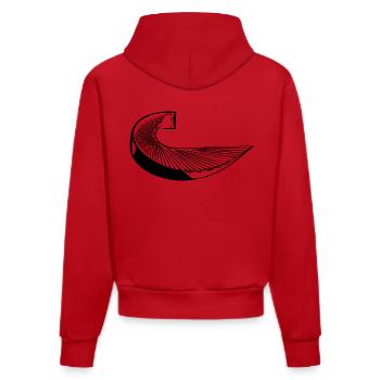 Geometric curve staircase - Organic Fitted Hoodie Made in EU - red - Back