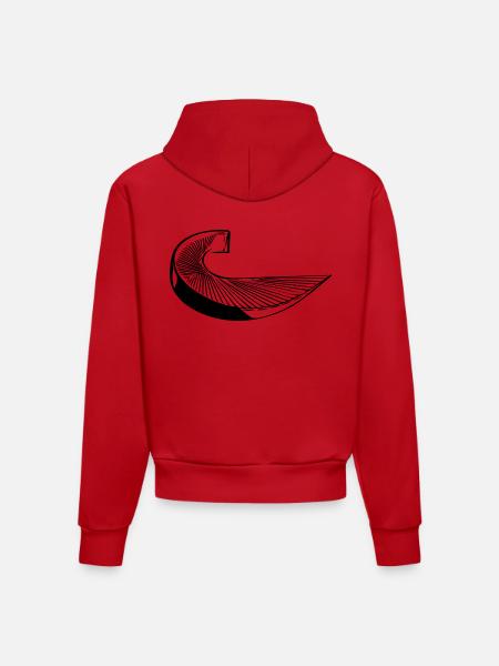 Geometric curve staircase - Organic Fitted Hoodie Made in EU - red