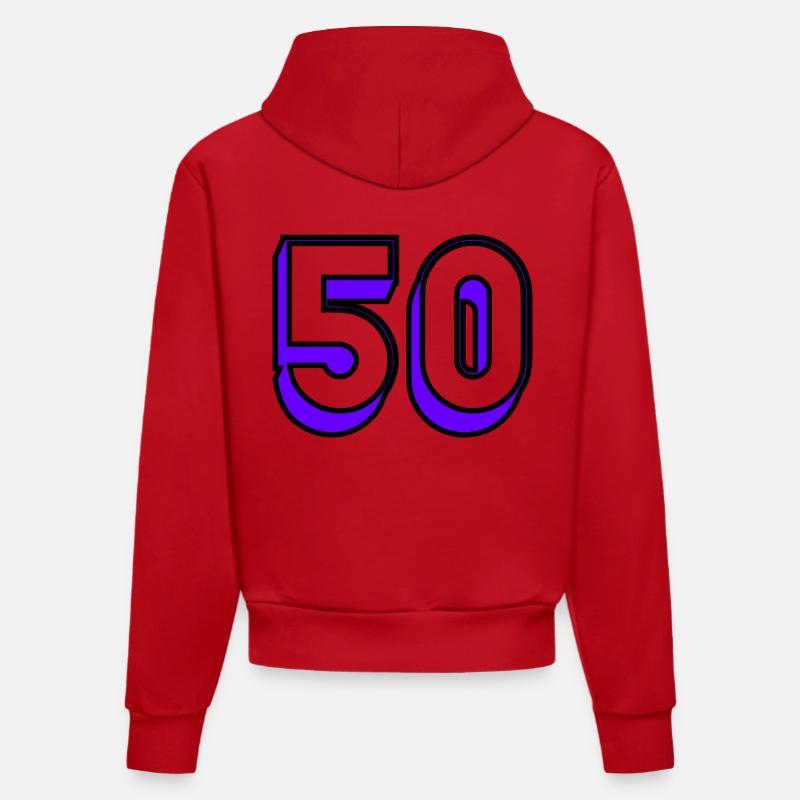 50. HAPPY BIRTHDAY. JOYEUX ANNIVERSAIRE - Sweat à capuche bio ajusté fabriqué en UE - rouge