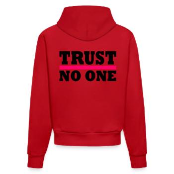 Trust no one - Organic Fitted Hoodie Made in EU - red - Back