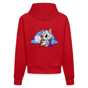 Kitten hookah smoking kiffen hookah smoke - Organic Fitted Hoodie Made in EU - red - Back