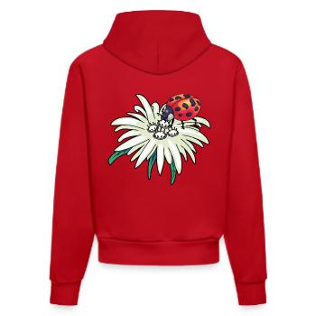 Blume Natur Edelweiß Marienkäfer Alpen Tirol - Organic Fitted Hoodie Made in EU - Rot - Hinten