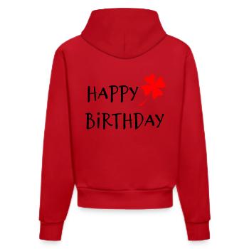 JAHRESTAG. ALLES GUTE ZUM GEBURTSTAG!. ALLES GUTE ZUM GEBURTSTAG!. - Organic Fitted Hoodie Made in EU - Rot - Hinten