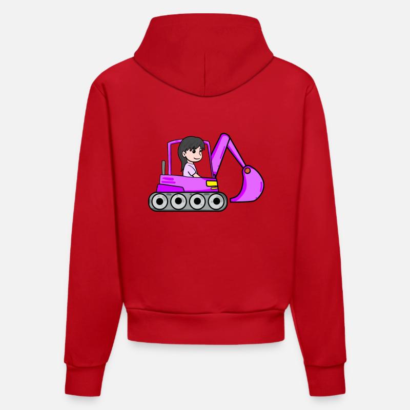 Fille pelle rose - Sweat à capuche bio ajusté fabriqué en UE - rouge