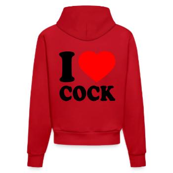I love cock - Organic Fitted Hoodie Made in EU - red - Back