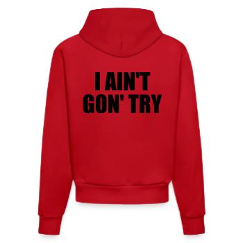 i ain't gon' try - Organic Fitted Hoodie Made in EU - red - Back