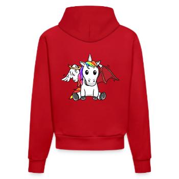 Unicorn Heavenly Depraved Bad Satanic - Organic Fitted Hoodie Made in EU - red - Back
