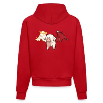 Celestial Satanic Pig Angel Devil - Organic Fitted Hoodie Made in EU - red - Back