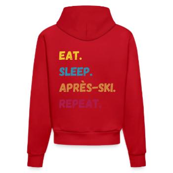 EAT SLEEP APRES SKI REPEAT Party Outfit Snowboard - Organic Fitted Hoodie Made in EU - Rot - Hinten