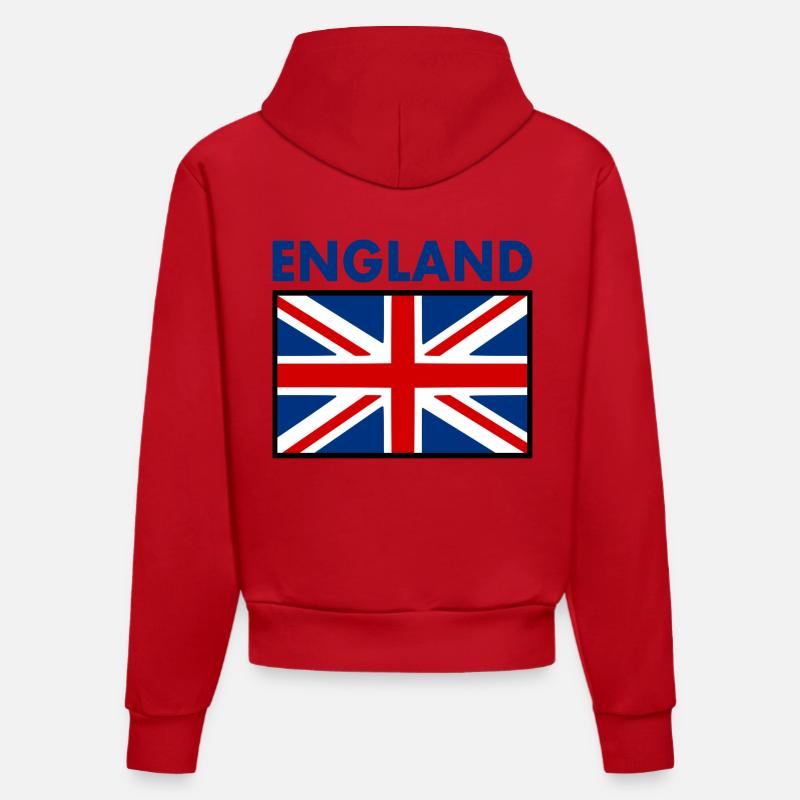 angleterre - Sweat à capuche bio ajusté fabriqué en UE - rouge