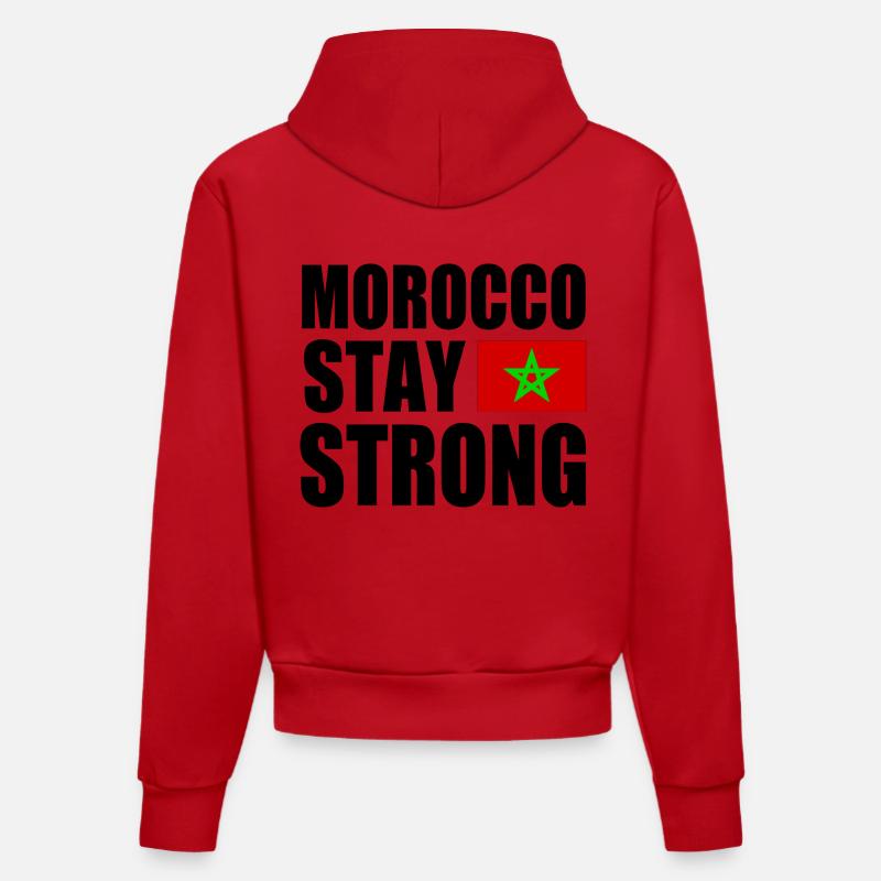 Morocco stay strong - Sweat à capuche bio ajusté fabriqué en UE - rouge