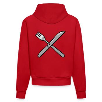 Couverts couteau fourchette cuisine - Sweat à capuche bio ajusté fabriqué en UE - rouge - Dos