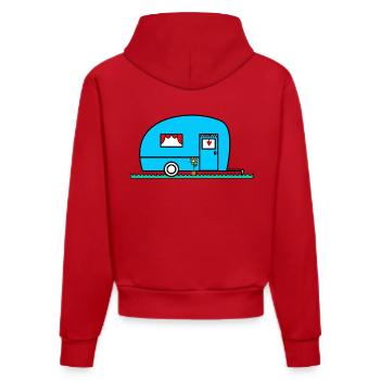 WOHNWAGEN. VAN. VAN. CAMPING CAR. - CAMPING. - ICH WAR HIER. - HUMOR. - Organic Fitted Hoodie Made in EU - Rot - Hinten