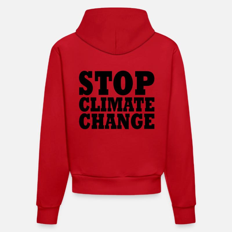 Stop climate change - Sweat à capuche bio ajusté fabriqué en UE - rouge