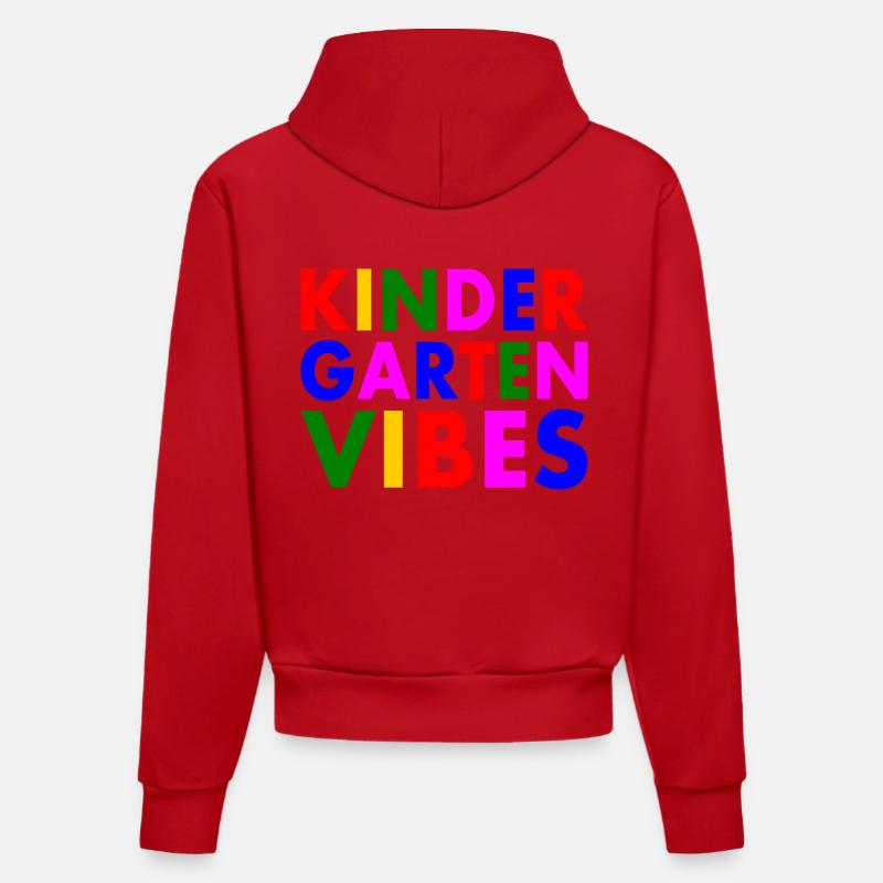 kindergarten vibes - Sweat à capuche bio ajusté fabriqué en UE - rouge