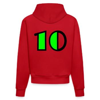 10 JAHRE. 10-JÄHRIGES JUBILÄUM. GEBURTSTAG 10 JAHRE - Organic Fitted Hoodie Made in EU - Rot - Hinten