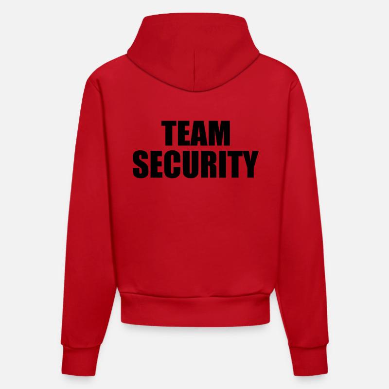 Team security - Sweat à capuche bio ajusté fabriqué en UE - rouge
