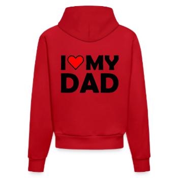 I love my dad - Organic Fitted Hoodie Made in EU - Rot - Hinten