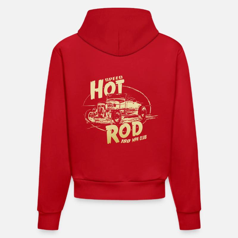 Garage Hot Rod V8 - Sweat à capuche bio ajusté fabriqué en UE - rouge