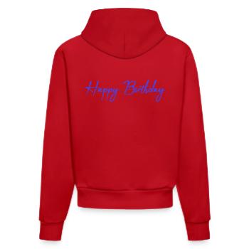 ALLES GUTE ZUM GEBURTSTAG. ALLES GUTE ZUM GEBURTSTAG. JAHRESTAG. - Organic Fitted Hoodie Made in EU - Rot - Hinten