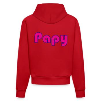 PAPY. FÊTE DES PÈRES. BONNE FÊTE PAPY. JE T'AIME. - Sweat à capuche bio ajusté fabriqué en UE - rouge - Dos
