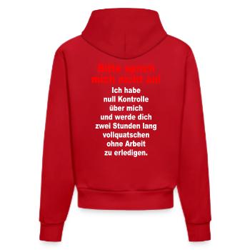Bitte Sprich Mich Nicht An Ironie Sarkasmus Büro - Organic Fitted Hoodie Made in EU - Rot - Hinten
