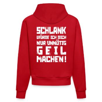 Schlank? Unnötig geil - Organic Fitted Hoodie Made in EU - Rot - Hinten