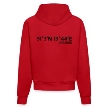 Dresden Souvenir Coordinates - Organic Fitted Hoodie Made in EU - red - Back