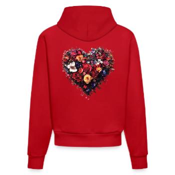 Cœur de fleurs riches - Splendeur florale luxuriante - Sweat à capuche bio ajusté fabriqué en UE - rouge - Dos