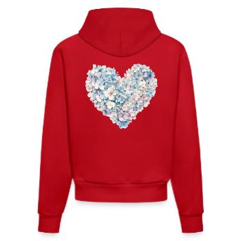 Heart of Hydrangeas Flowers - Delicate Blossoms - Organic Fitted Hoodie Made in EU - red - Back