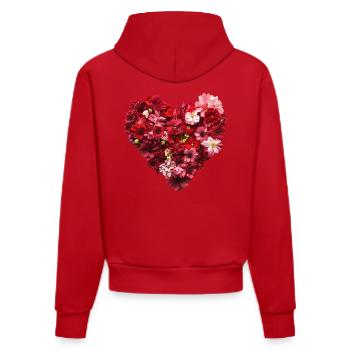 Herz aus roten Blüten - Leidenschaftliche Blumenpr - Organic Fitted Hoodie Made in EU - Rot - Hinten