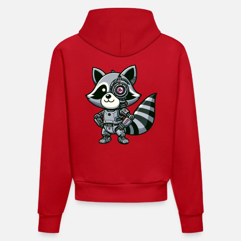 Robot raton laveur cool - Sweat à capuche bio ajusté fabriqué en UE - rouge