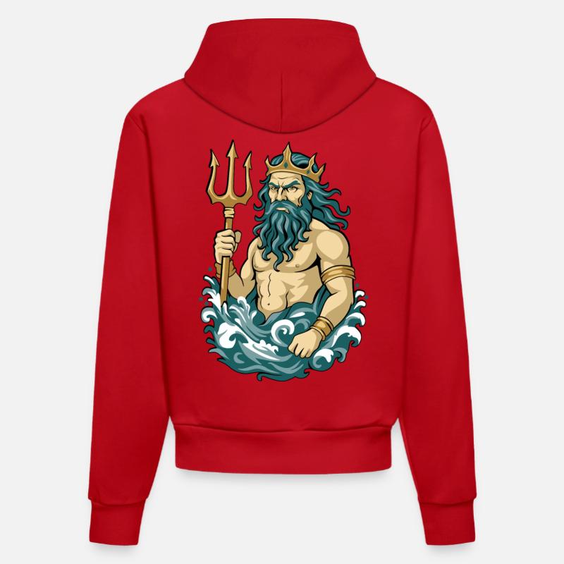 Poséidon - Sweat à capuche bio ajusté fabriqué en UE - rouge