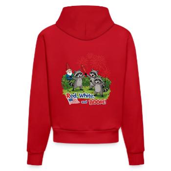 Raccoon 4th of July Fireworks Party - Organic Fitted Hoodie Made in EU - red - Back