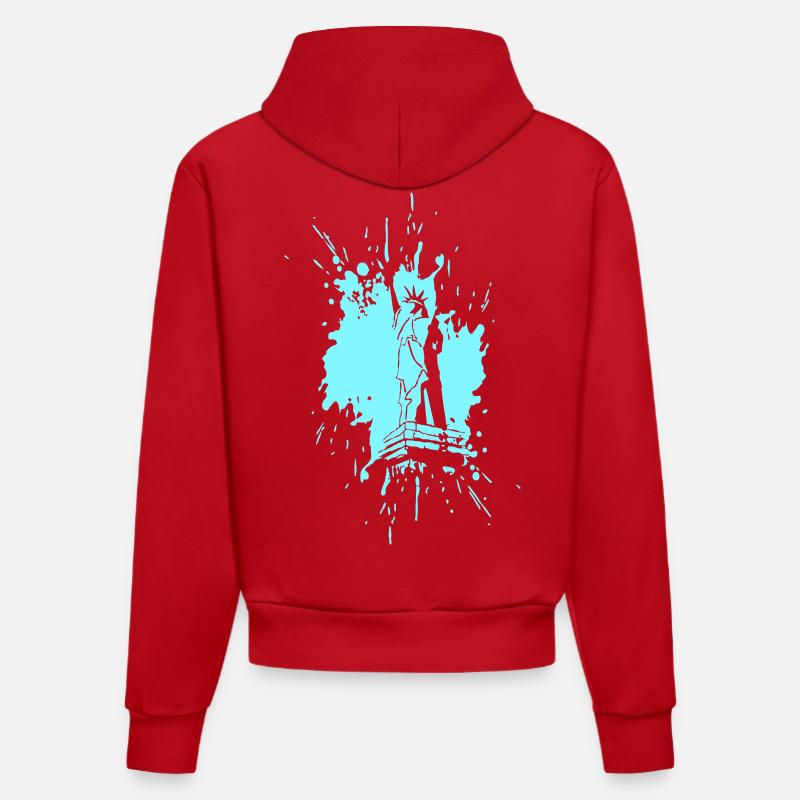 Freiheitsstatue in a Splash > Vectorgraphic - Organic Fitted Hoodie Made in EU - Rot