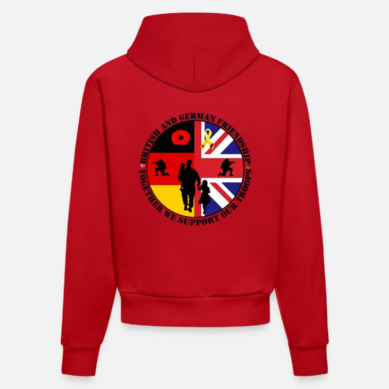 german_british_friedship - Sweat à capuche bio ajusté fabriqué en UE - rouge