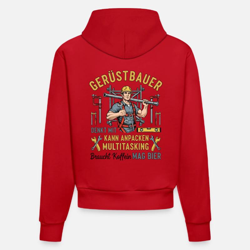 Le constructeur d’échafaudages - Sweat à capuche bio ajusté fabriqué en UE - rouge