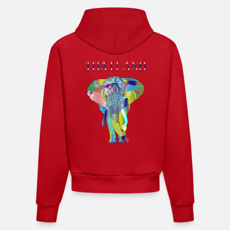 IDÉE CADEAU ÉLÉPHANT DE THAÏLANDE - Sweat à capuche bio ajusté fabriqué en UE - rouge