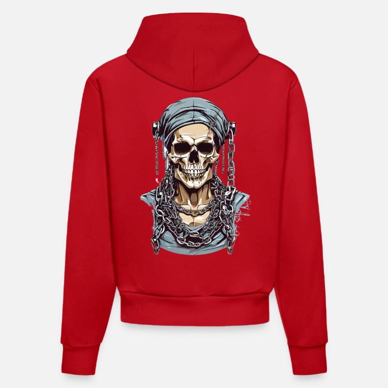 Squelette cool - Sweat à capuche bio ajusté fabriqué en UE - rouge