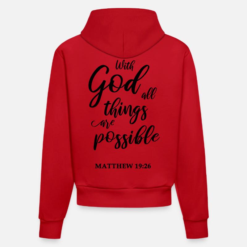 Citation biblique chrétienne - Sweat à capuche bio ajusté fabriqué en UE - rouge