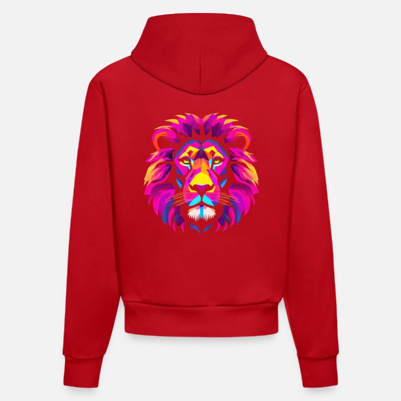 Lion - Sweat à capuche bio ajusté fabriqué en UE - rouge