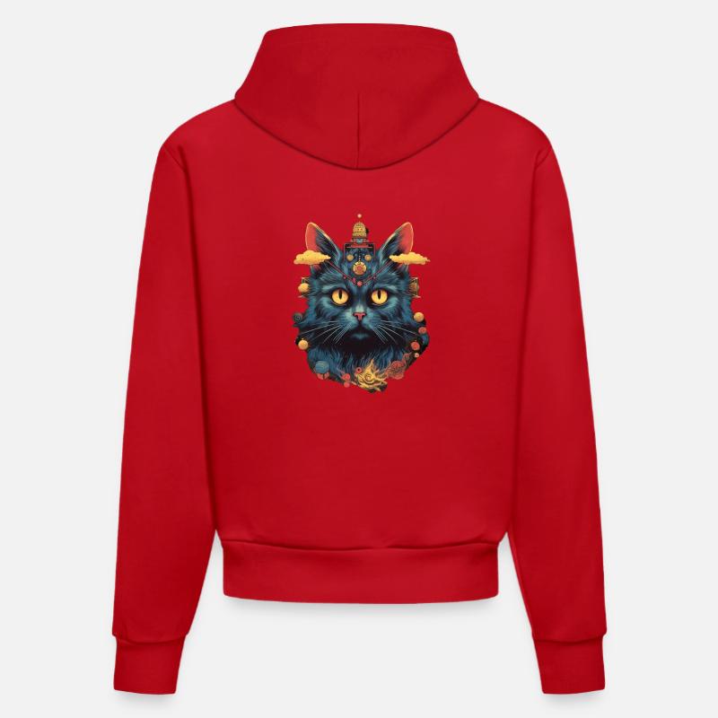 Chat - Sweat à capuche bio ajusté fabriqué en UE - rouge