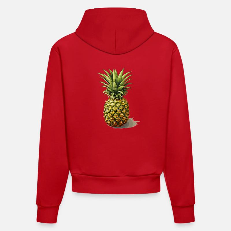 Ananas - illustration - Sweat à capuche bio ajusté fabriqué en UE - rouge