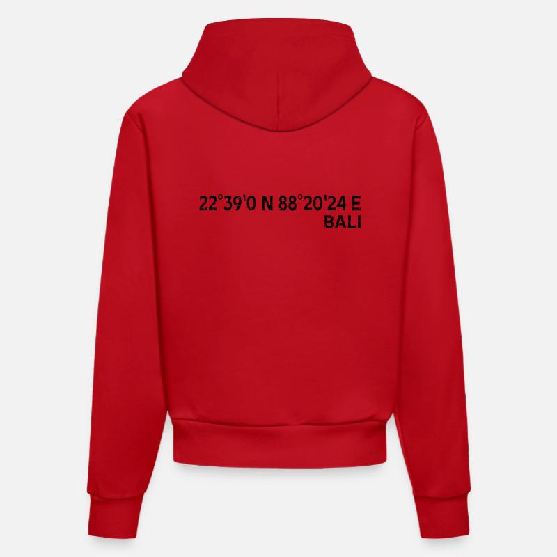 Coordonnées Bali Souvenir - Sweat à capuche bio ajusté fabriqué en UE - rouge