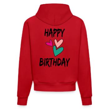 ALLES GUTE ZUM GEBURTSTAG. ALLES GUTE ZUM GEBURTSTAG. JAHRESTAG. - Organic Fitted Hoodie Made in EU - Rot - Hinten