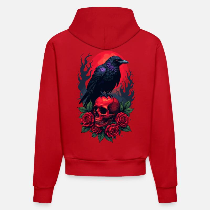 Corbeau majestueux - Sweat à capuche bio ajusté fabriqué en UE - rouge