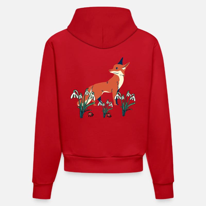 Perce-neige printanier Renards Renards - Sweat à capuche bio ajusté fabriqué en UE - rouge